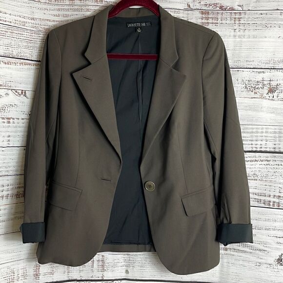 Lafayette 148 New York Blazer Womens Sz  4 Wool Blend Brown preppy jacket office - Picture 3 of 10